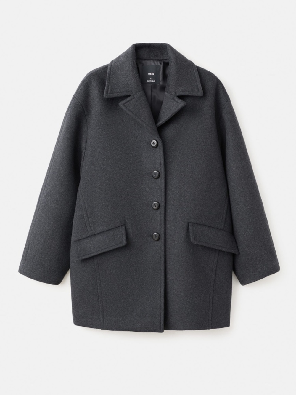 Wool-blend coat with button fastening